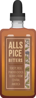 Dropper bottle of allspice bitters for cocktail recipes