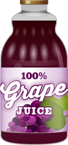Bottle of grape juice for use in cocktail recipes