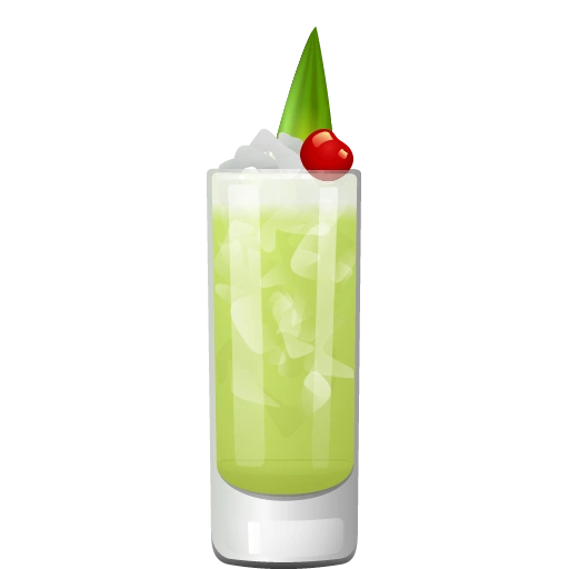 H.A.G.S. cocktail with light rum, Midori, yuzu liqueur, aquavit, green chartreuse, Licor 43, lime juice, and pineapple juice.