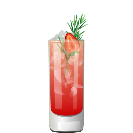 Rosemary's Berry cocktail with strawberries, rosemary, vodka, Aperol, lavender syrup, lemon, and club soda