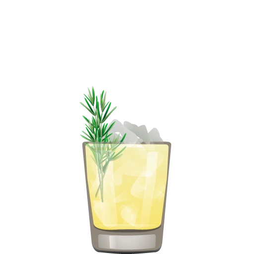 Whip-Crack cocktail with rye whiskey, honey syrup, rosemary syrup, lemonade, and sparkling water