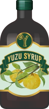 Bottle of yuzu syrup, a sweetener used in cocktails